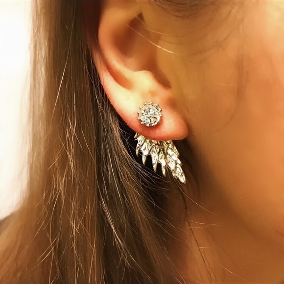NEW!๐๐ANGEL WING BLING CZ EARRING๐๐SILVER TONE - Picture 2 of 8